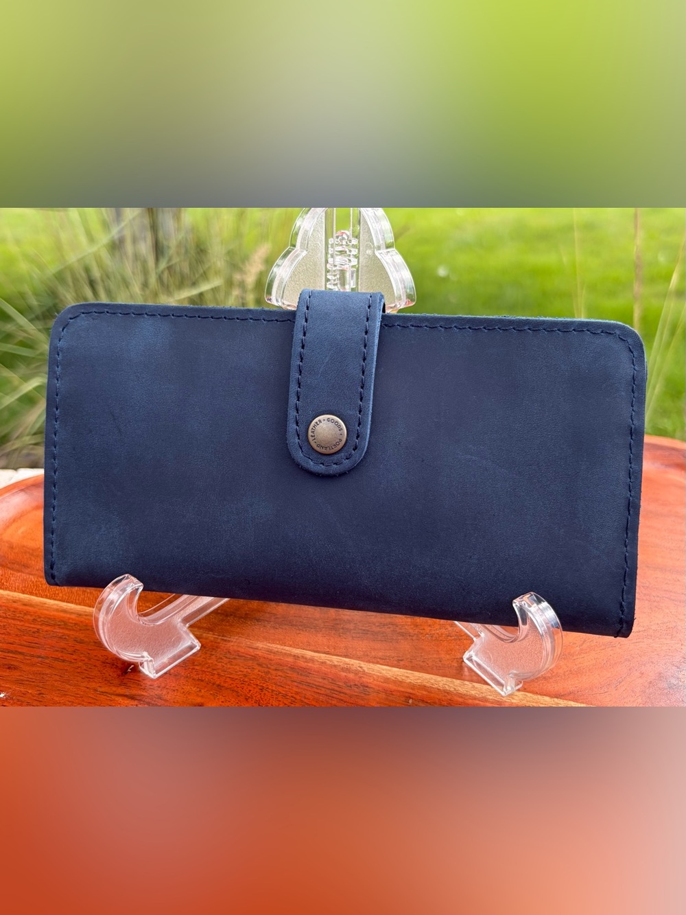 Portland Leather Women’s Bifold Wallet Deep Water Blue EUC - Picture 13 of 14
